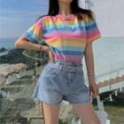 Short-sleeve Rainbow Stripe T-shirt / Dress