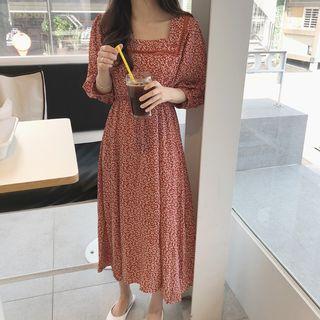 Floral Print Midi Dress Red - One Size