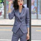 Double-breasted Blazer / Pencil Skirt / Straight Leg Pants / Set