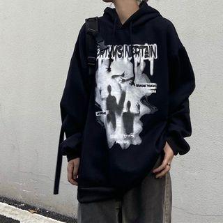 Long Sleeve Ghosts Letter Print Hooded Sweatshirt
