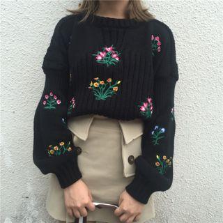 Embroidered Long-sleeve Sweater