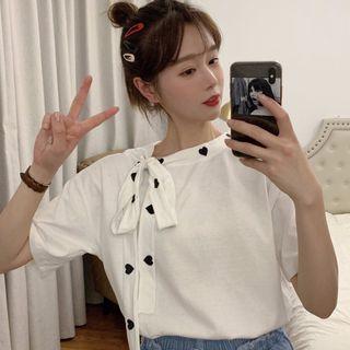 Short-sleeve Heart Pattern T-shirt