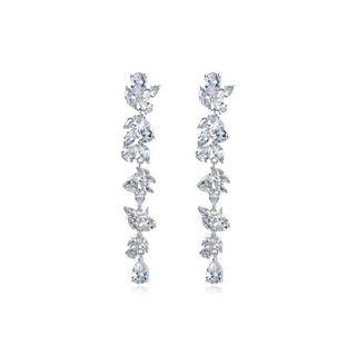 Fashion Simple Geometric Tassel Earrings With Cubic Zirconia Silver - One Size