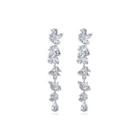 Fashion Simple Geometric Tassel Earrings With Cubic Zirconia Silver - One Size