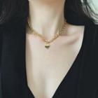 Titanium Steel Love Heart Necklace Golden - One Size