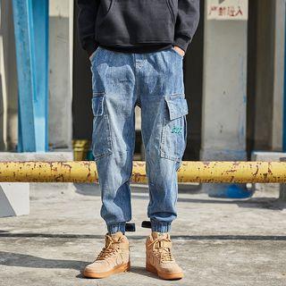 Embroidered Cargo Jogger Jeans