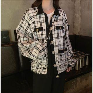 Tweed Single-breasted Jacket As Shown In Figure - One Size