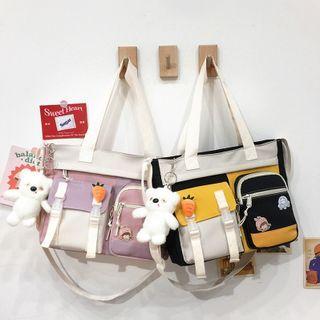 Color Block Multi-section Top Handle Crossbody Bag