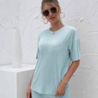 Set: Plain Short-sleeve Top + Biker Shorts