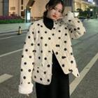 Dotted Button Coat Black Dotted - White - One Size