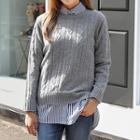 Round-neck Long-sleeve Cable-knit Sweater