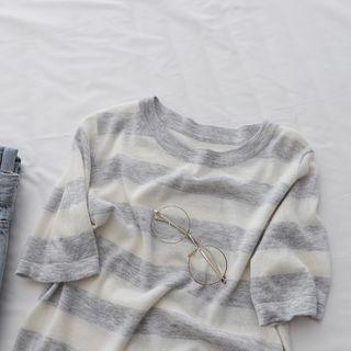 Crewneck Striped Two Tone Oversize Top