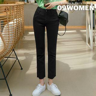Plus Size Cut-hem Straight-cut Pants