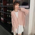 Long-sleeve Mini A-line Dress / Irregular Hem Cardigan
