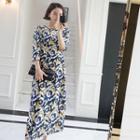 3/4-sleeve Maxi Floral Dress