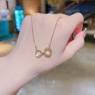 Hoop Rhinestone Pendant Necklace X551 - Gold - One Size