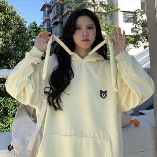 Embroider Bear Hooded Oversize Sweatshirt