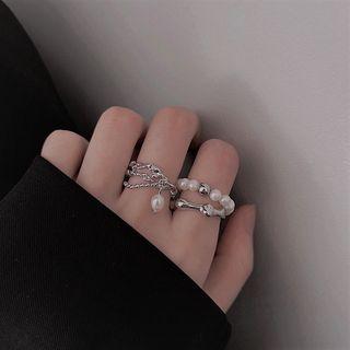 Layered Faux Pearl Alloy Open Ring (various Designs)