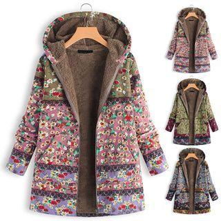 Print Thick Long Cotton Jacket