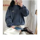 Letter-embroidered Fleece-lined Pullover