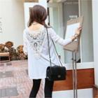 Lace-panel Open-front Sheer Cardigan