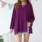 Slit Loose-fit Long-sleeve T-shirt