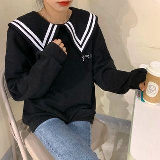 Sailor-collar Lettering Sweatshirt