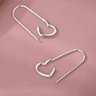 Heart Safety Pin Hoop Earring 1 Pair - Silver - One Size