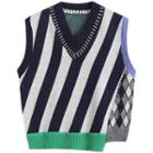 Striped Argyle Panel Sweater Vest