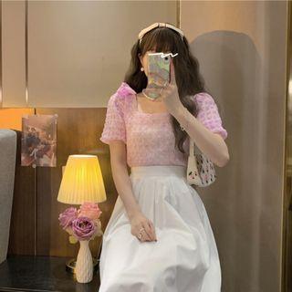 Short-=sleeve Sheer Blouse