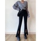 Slit High Waist Bootcut Jeans