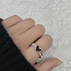 Heart Open Ring Black & Silver - One Size