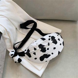 Milk Cow Print Canvas Sling Bag