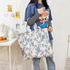 Floral Print Canvas Tote Bag Leaf - One Size