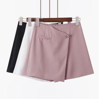 Brooch Flap Front Plain Chiffon Skort
