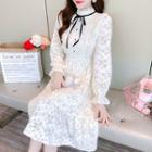 Long-sleeve Stand-collar Lace Dress