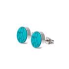 Turquoise Stainless Steel Earring 1 Pc - Green & Silver - One Size