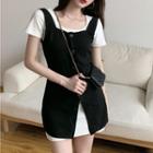 Short-sleeve A-line Dress / Plain Vest