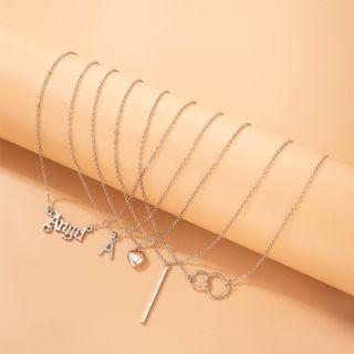 Rhinestone Pendant Layered Alloy Necklace 21459 - Silver - One Size