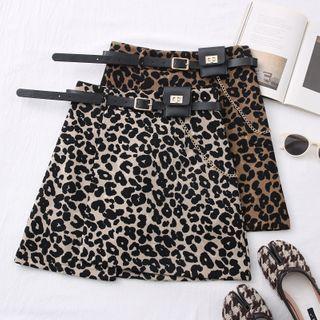 Leopard-print Asymmetric Mini Skirt