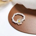 Flower Bead Ring 1 Pc - White - One Size