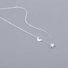 925 Sterling Silver Moon And Star Necklace