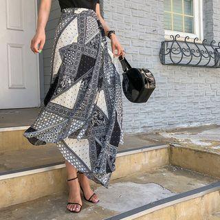 Paisley Diagonal Maxi Wrap Skirt