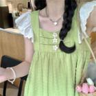 Sleeveless Square-neck Ruffled A-line Dress