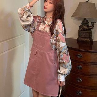 Mini Pinafore Dress / Long-sleeve Map Print Shirt