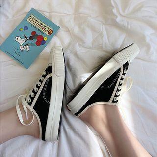 Canvas Lace Up Mule Sneakers