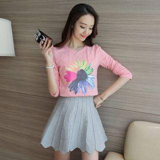 Flower Print Long Sleeve T-shirt