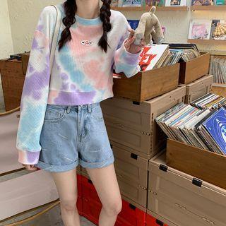 Round Neck Tie-dye Crop Sweatshirt