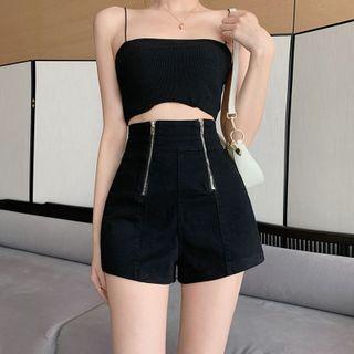 High Waist Zip Hot Pants