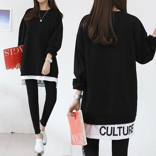 Letter Print Layered-hem Pullover
